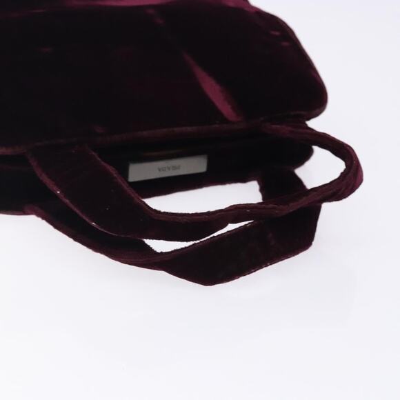 PRADA Hand Bag Velor Bordeaux Silver - Picture 7 of 12